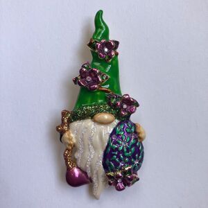 KIRKS FOLLY Nicky the Easter Egg Gnome Pin Pendant Goldtone & Hand Enameled